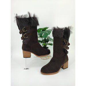 Bearpaw Women's Madeline Brown Suede Leather Boots Size 7 US